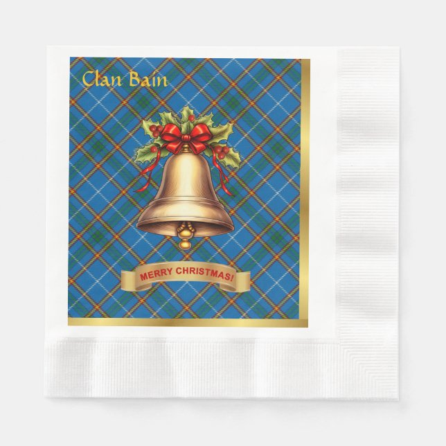 Serviette En Papier Noël Tartan personnalisé Bain (Devant)