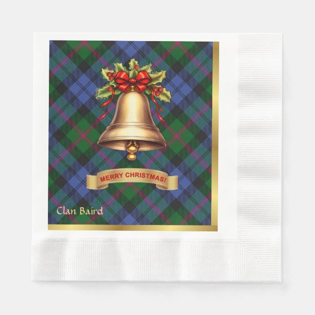 Serviette En Papier Noël Tartan personnalisé Baird (Devant)