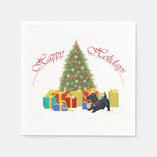 Serviette En Papier Noël Terrier Écossais (Devant)