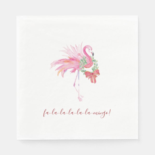 Serviette En Papier Noël tropical Flamant rose rose (Devant)