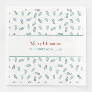 Serviette En Papier Noël turquoise Mistletoe