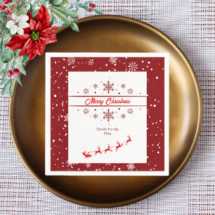 Serviette En Papier Noël Vacances Père Noël Sleigh Flocon de neige