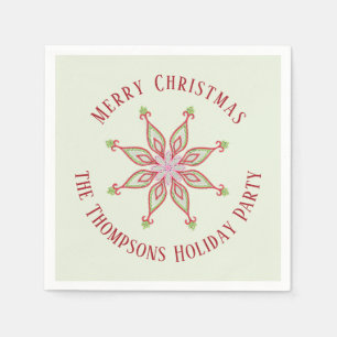 Serviette En Papier Noël Vacances Rouge Vert Coloré Flocon de Neige