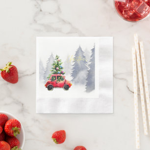 Serviette En Papier Noël Venez à nous, Camion rouge Flammes de neige
