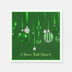 Serviette En Papier Noël vert ornemente des serviettes