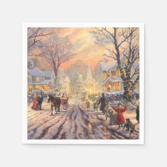Serviette En Papier Noël victorien (Devant)