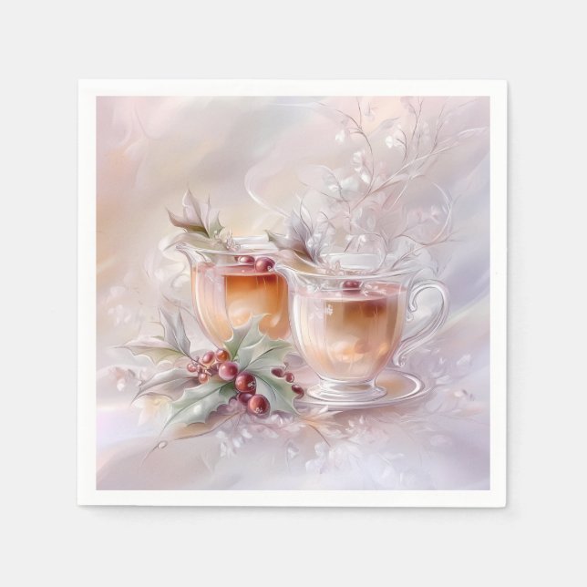 Serviette en papier - Noël victorien blanc (Devant)
