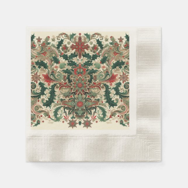 Serviette En Papier Noël victorien/classique/Vintage (Devant)