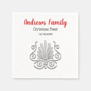 Serviette En Papier Noël Vintage Art déco Plume d'argent Arabesque
