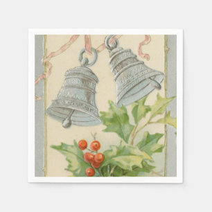 Serviette En Papier Noël vintage Bells argentées et houx