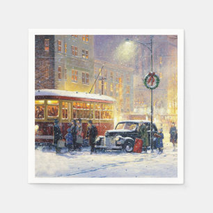 Serviette En Papier Noël vintage en ville