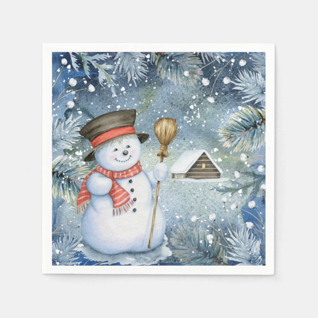 Serviette En Papier Noël vintage snowman (Devant)