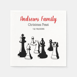 Serviette En Papier Noël Xmas - Pièces de Jeu d'Échecs Art Vintage #2