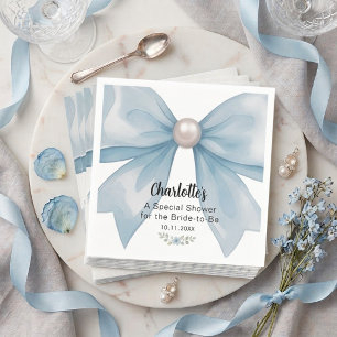 Serviette En Papier Nœud aquarelle bleu clair élégant personnalisé