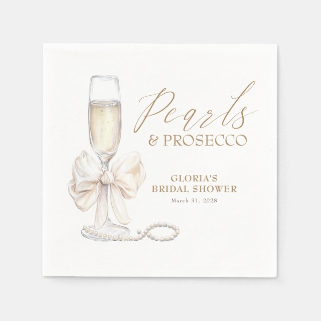 Serviette En Papier Nœud blanc de mariage Pearls & Prosecco  (Devant)