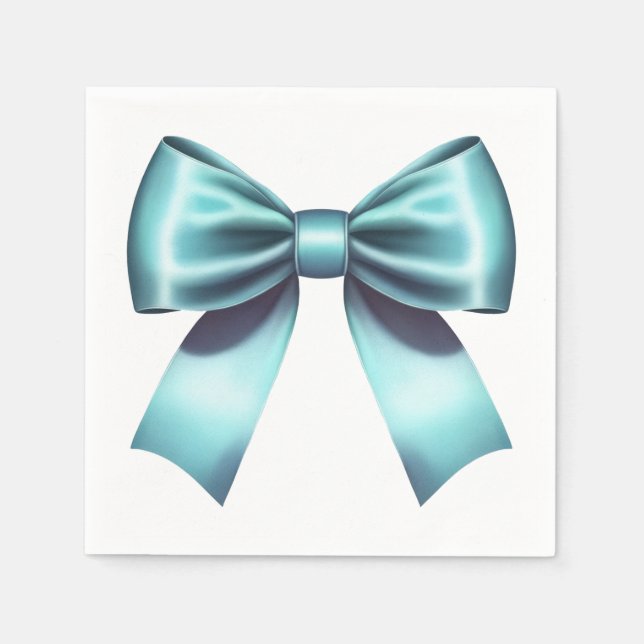 Serviette En Papier Nœud bleu turquoise élégant Mariage Baby Shower (Devant)