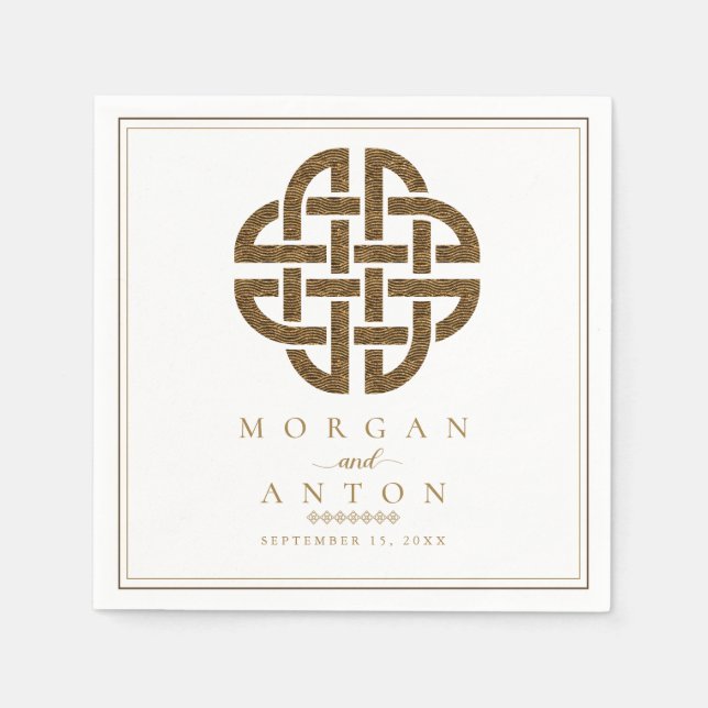 Serviette En Papier noeud celtique | Élégant Mariage irlandais (Devant)