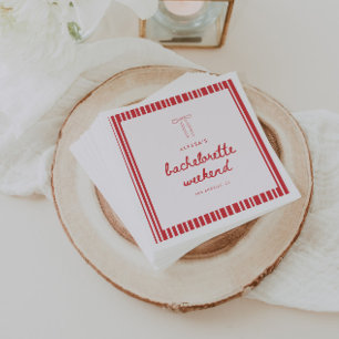 Serviette En Papier Nœud Coquette Rayé Bachelorette personnalisé