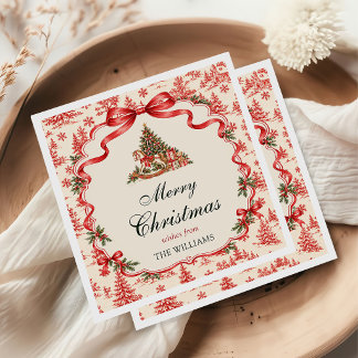Serviette En Papier Nœud Coquette Rouge Écriture Party d'Arbre de Noël
