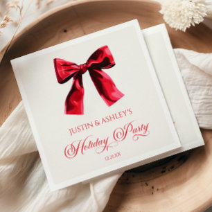Serviette En Papier Nœud Élégant Rouge Coquette Fête de Fêtes