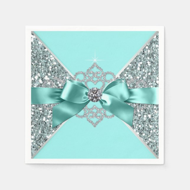 Serviette En Papier Nœud en diamant bleu sarcelle (Devant)