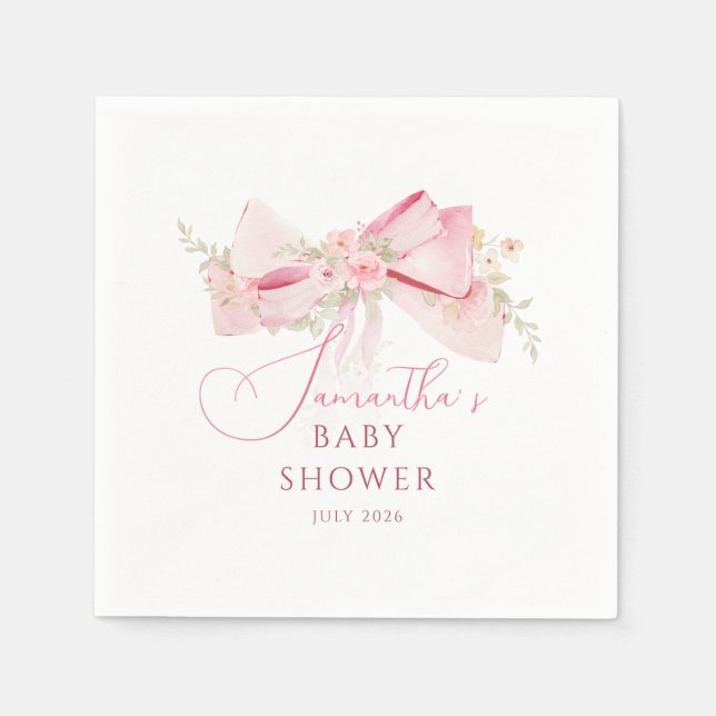 Serviette En Papier Nœud floral élégant shower de bébé fille fleurie (Devant)
