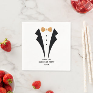 Serviette En Papier Nœud papillon doré Tuxedo Enterrement de vie de ga