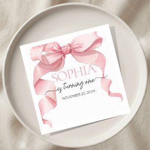 Serviette En Papier Nœud Papillon Rose Fête d'Anniversaire
