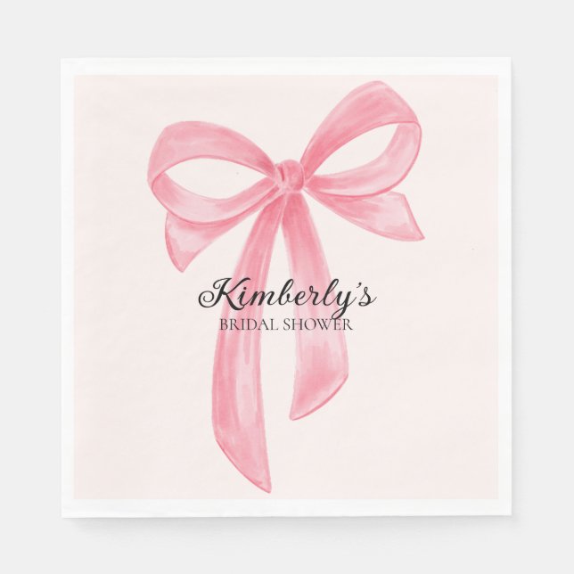 Serviette En Papier Noeud Papillon Rose Fête de Mariage (Devant)