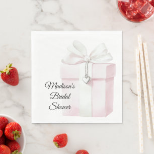 Serviette En Papier Nœud Rose Blush Cadeau Charme de Cœur Enterrement 