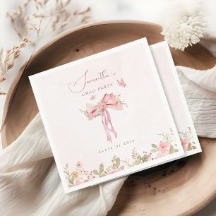 Serviette En Papier Nœud rose coquette FLORAL remise de diplôme