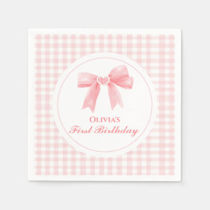 Serviette En Papier Nœud rose Coquette prépa 1er anniversaire