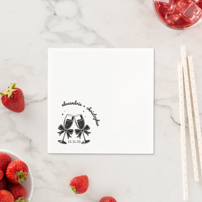 Serviette En Papier Nœuds de Champagne (En situation)