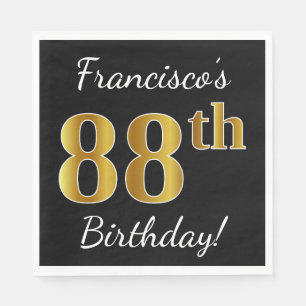 Serviette En Papier Noir, anniversaire d'or de Faux