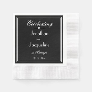 Serviette En Papier Noir avec des noms de police élégants de mariage b