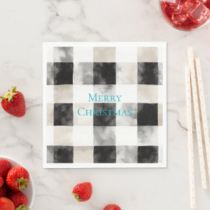 Serviette En Papier Noir Blanc Argent Russe rayures Noël