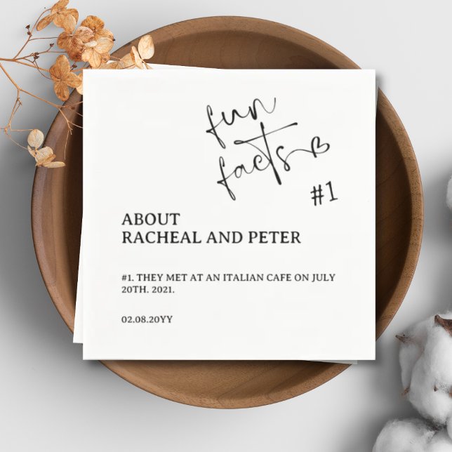 Serviette En Papier Noir Blanc Chic Moderne Fun Faits Coeur Script (Créateur téléchargé)