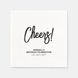 Serviette En Papier Noir & Blanc   Lettres Modernes au Pinceau pour un