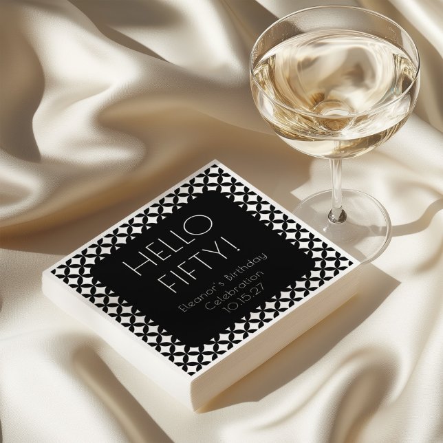 Serviette En Papier Noir Blanc Mid Century Mod 50e anniversaire Person (Créateur téléchargé)