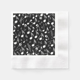 Serviette En Papier Noir & blanc Notes musicales Papier Napkin