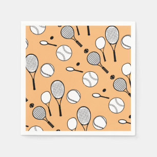Serviette En Papier Noir blanc orange de tennis