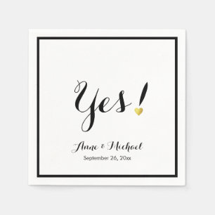 Serviette En Papier noir/blanc Oui ! Réception de mariage