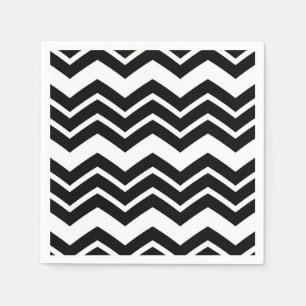 Serviette En Papier Noir Blanc Zigzag Chevron Motif Design