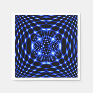 Serviette En Papier Noir bleu néon fractal