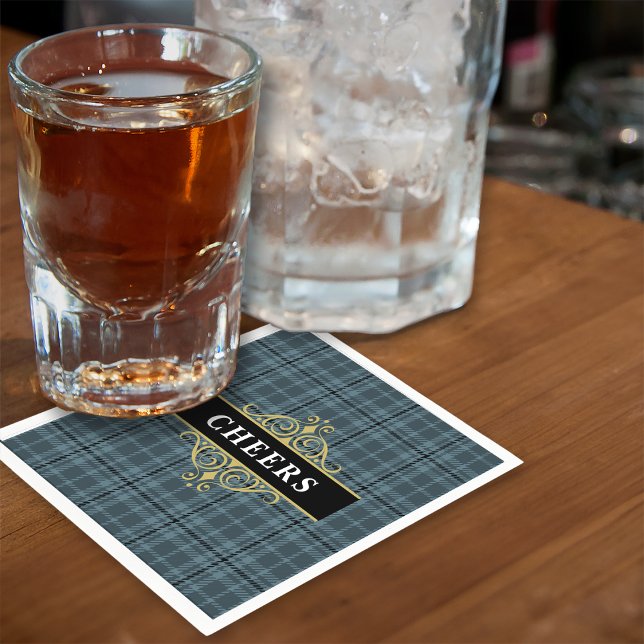 Serviette En Papier Noir carreau gris élégant soirée (Créateur téléchargé)