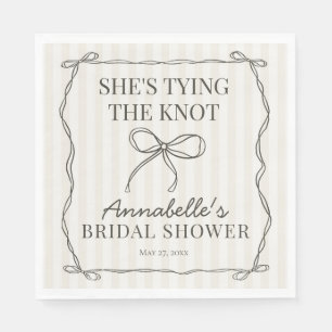 Serviette En Papier Noir Coquette Nœud Décor de Table de Mariage Beige