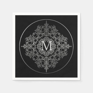Serviette En Papier Noir de monogramme et serviettes en filigrane
