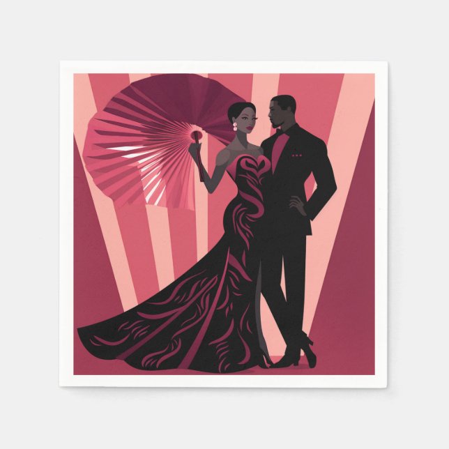SERVIETTE EN PAPIER NOIR ELEGANCE-RED #1 (Devant)