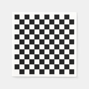 Serviette En Papier Noir et blanc Checkered
