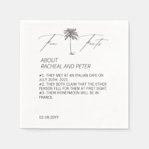 Serviette En Papier Noir et blanc Chic Palm Tree Fun Fun Fun Mariage
